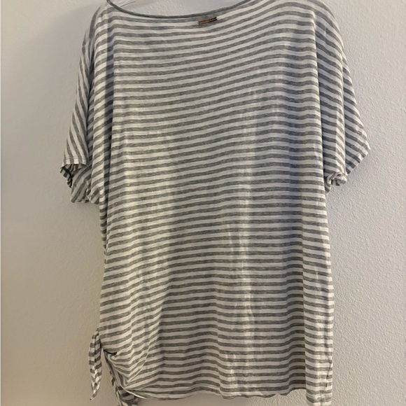 Michael Kors Gray Striped Short Sleeve Top 100% cotton size xl - Picture 2 of 6
